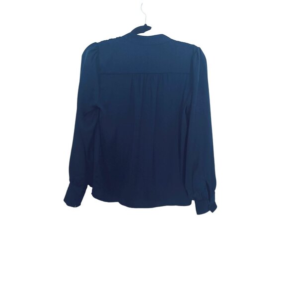 NWT Banana Republic Small Office Navy Blue Blouse Lightweight Flowy Polyester - Picture 3 of 13